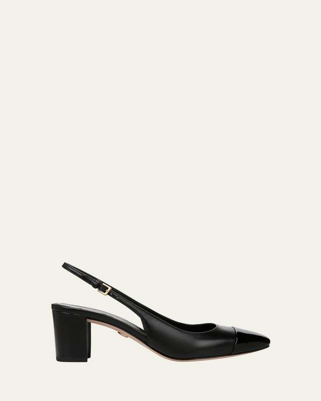 Cecile Mixed Leather Slingback Pumps